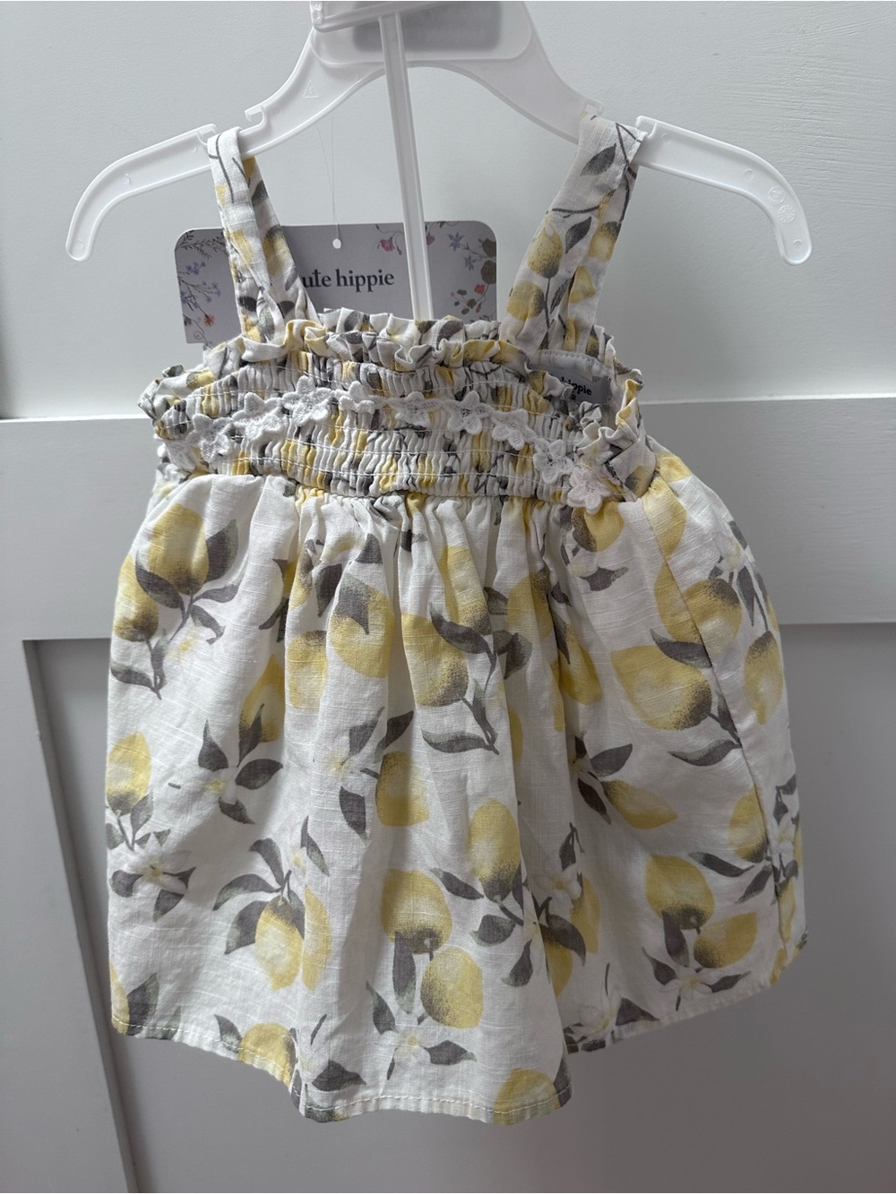 Haute Hippie Lemon-Print Tank Dress in Yellow and Gray